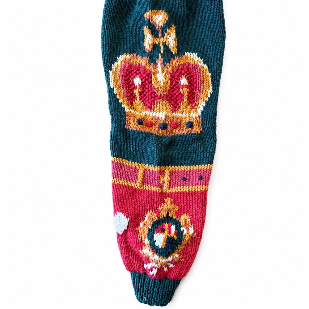 Vintage 90s Bianca Royal Crest Intarsia Cardigan Sweater Crown Heraldic Small - Picture 5 of 9